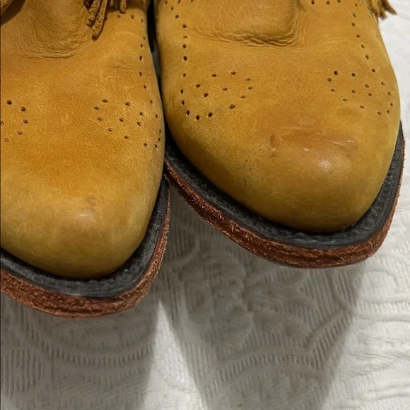Western Ankle Boots Women Size 8.5 Tan Fringe - Picture 9 of 11